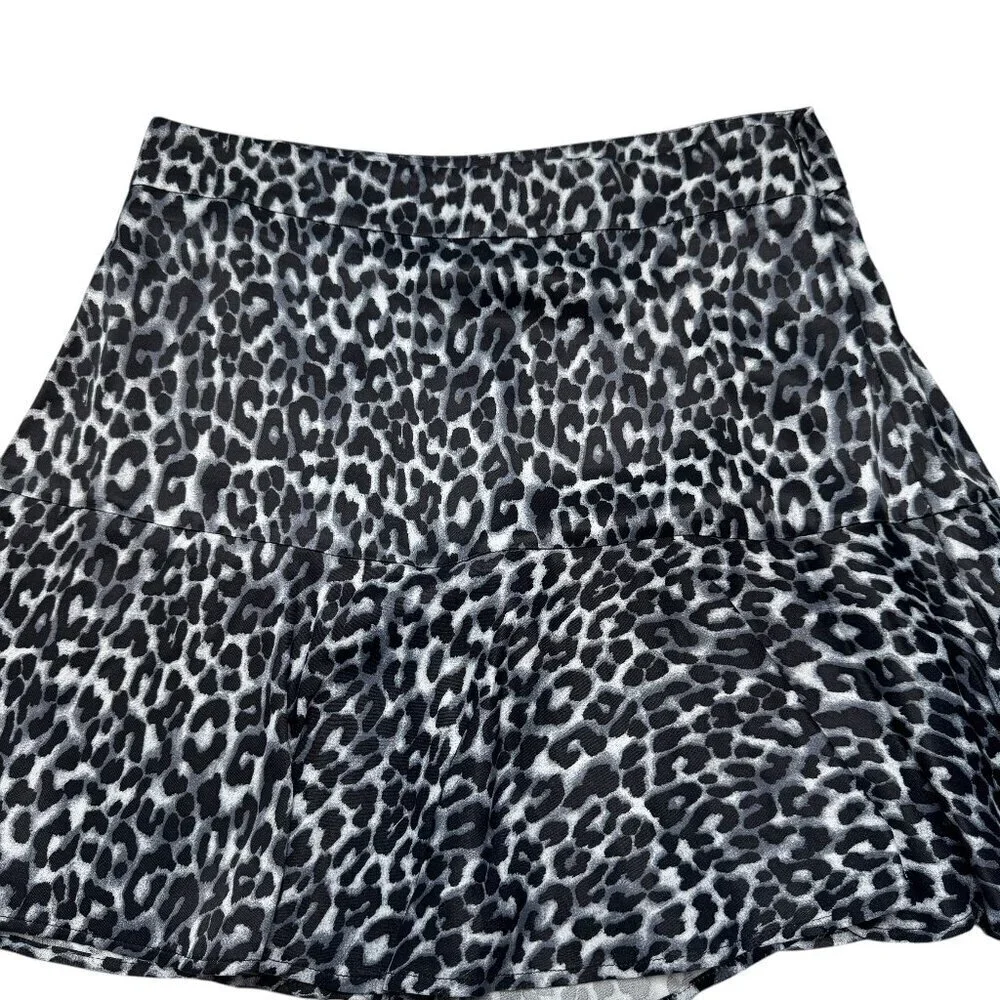 Zara Leopard Print Mini Skort Black/Navy Sz S NWT